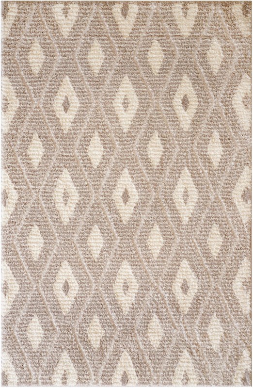 4' x 6' Gaines · Diamond lattice rug, taupe and ivory