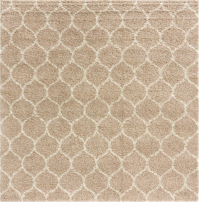 10' x 10' Barnett · Lattice Shag Rug, light brown and ivory