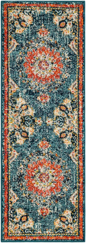 2' x 6' Amberley · Medallion rug, navy and red