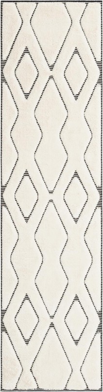 Armstead · Geometric trellis rug, ivory and black