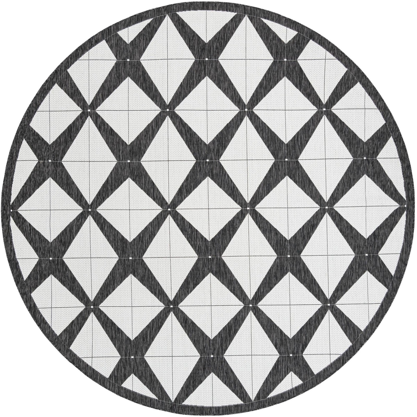 10' x 10' Whyte · Diamond Outdoor Rug, black and white