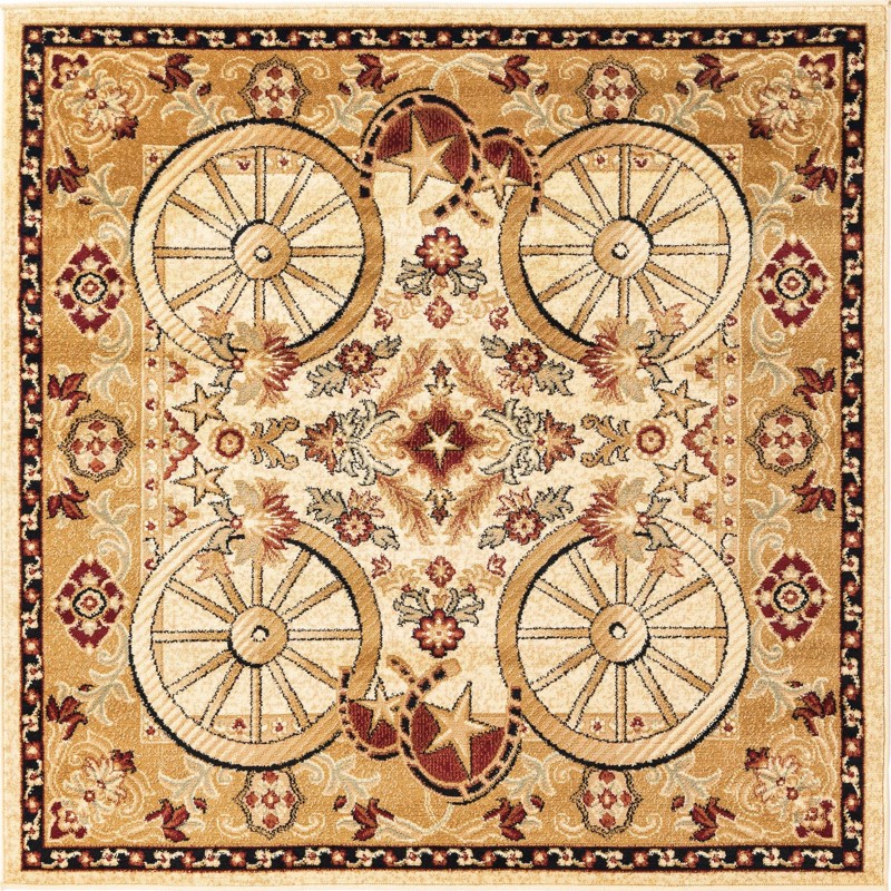 5' 3 x 5' 3 Tabor · Border rug, ivory