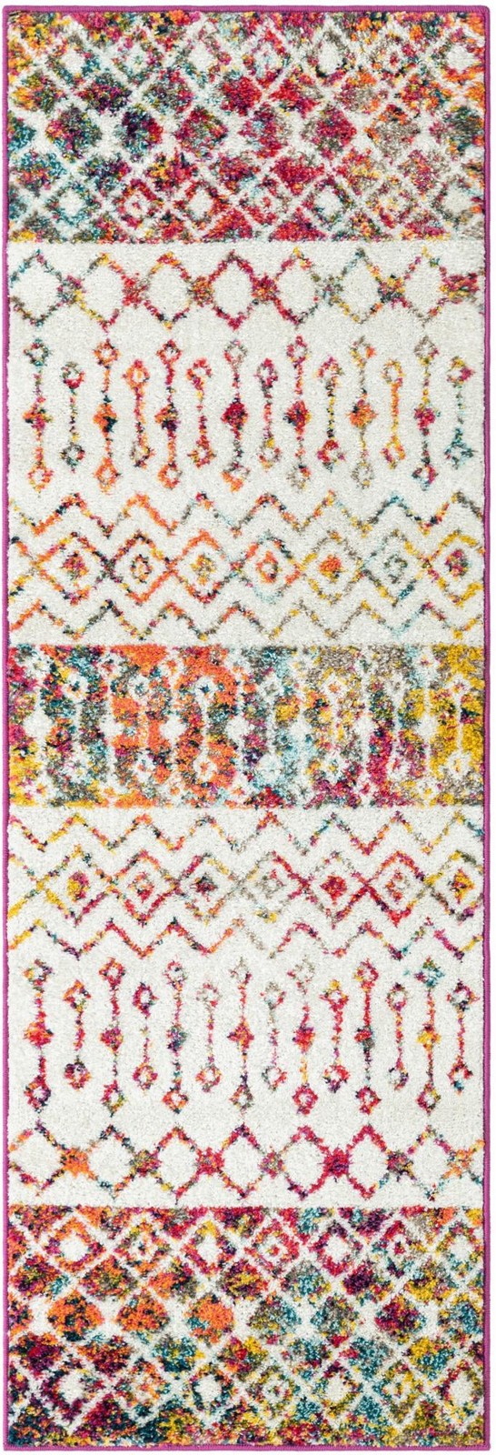 2' x 6' Vernon · Geometric tribal rug, ivory multi