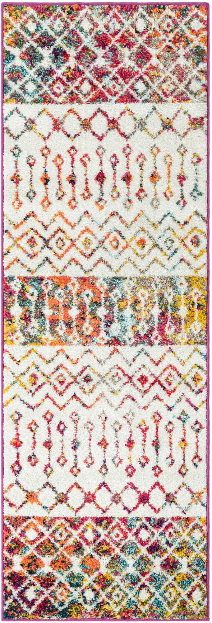 2' x 6' Vernon · Geometric tribal rug, ivory multi