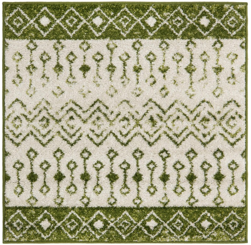 3' 3 x 3' 3 Vernon · Geometric rug, green and ivory