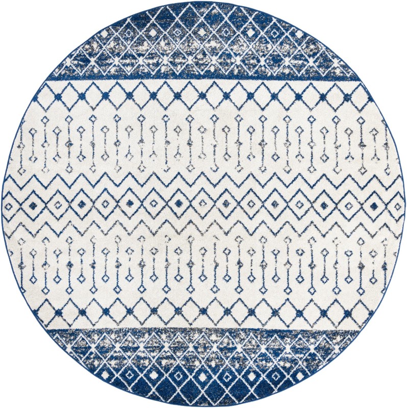 10' x 10' Vernon · Tribal geometric rug, blue and ivory