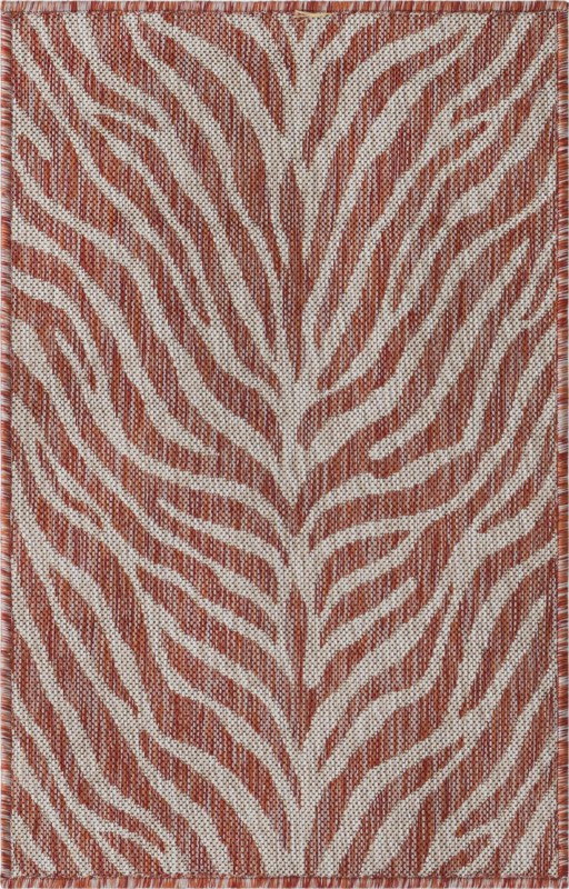 2' x 3' Abney · Zebra Outdoor Rug, rust red and ivory