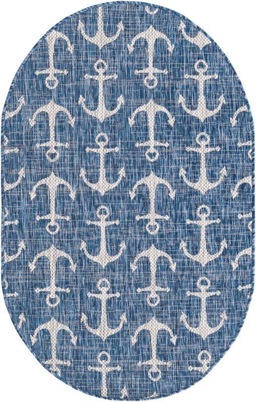 3' x 5' 3 Millbrook · Anchor Outdoor Rug, blue and ivory