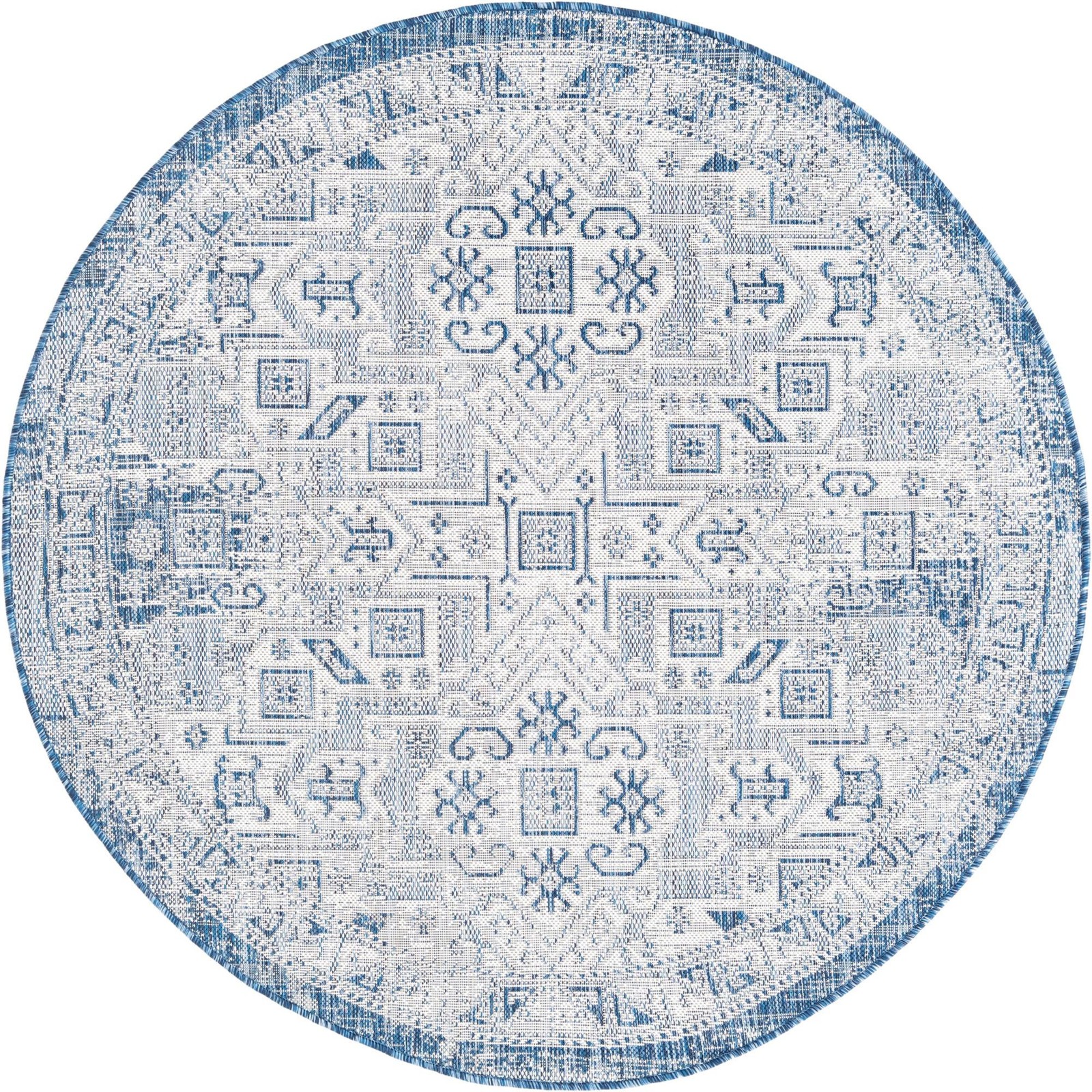 5' 3 x 5' 3 Estuary · Medallion Outdoor Rug, blue