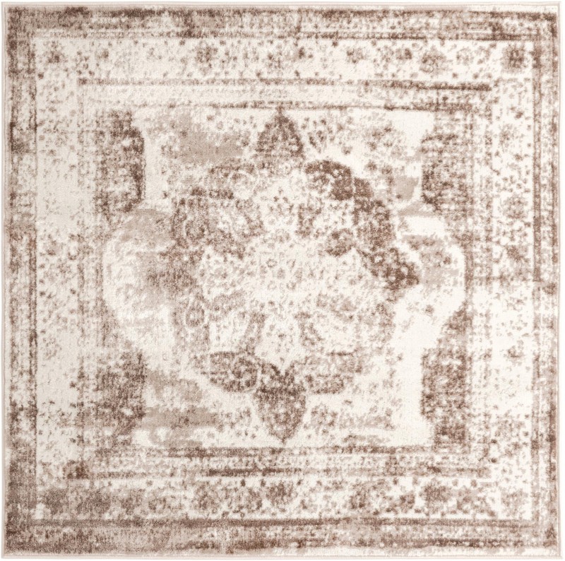 5' 3 x 5' 3 Blakemore · Distressed medallion rug, beige and brown