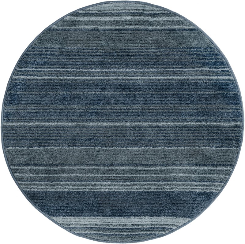 3' 3 x 3' 3 Jagger · Striped rug, blue and gray