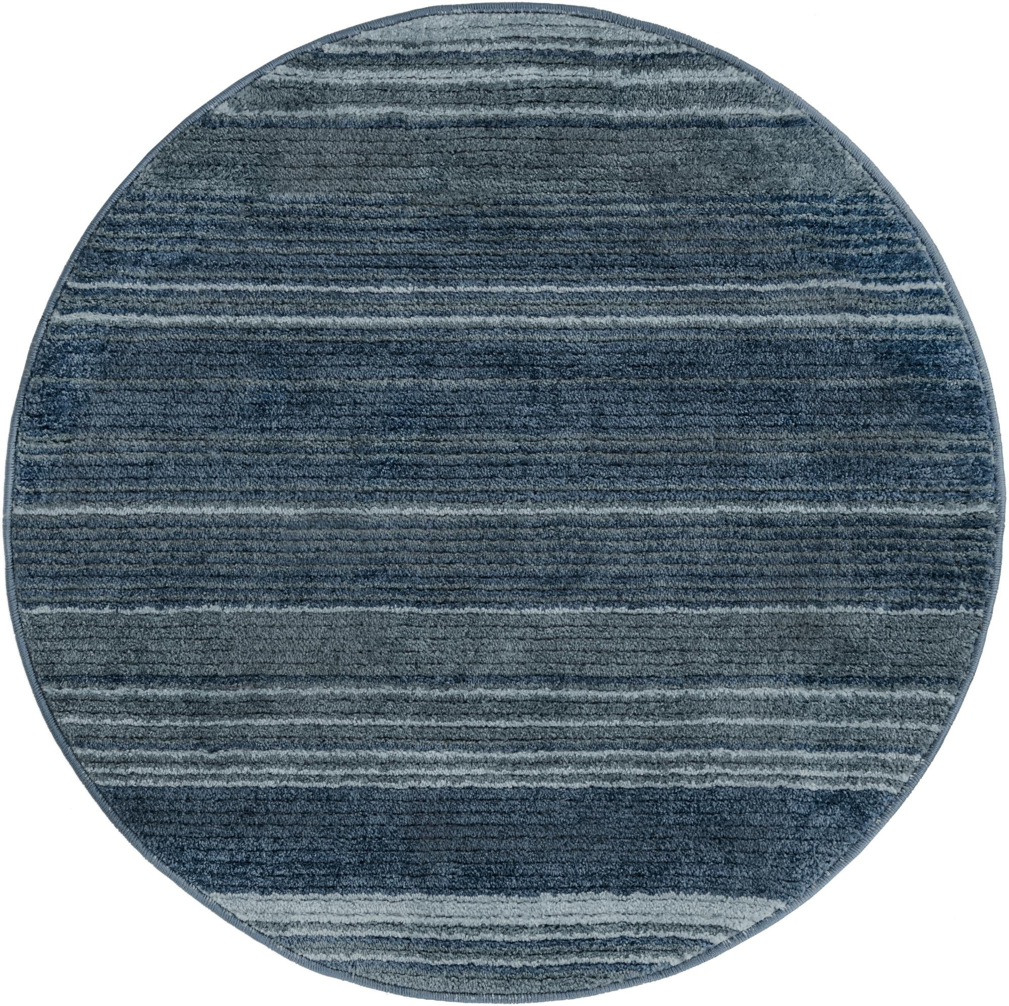 3' 3 x 3' 3 Jagger · Striped rug, blue and gray