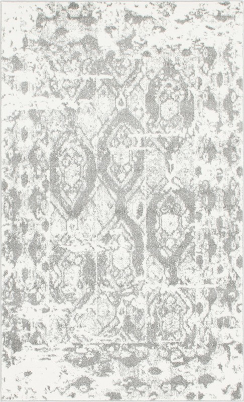 Marfa · Distressed medallion rug, gray and ivory
