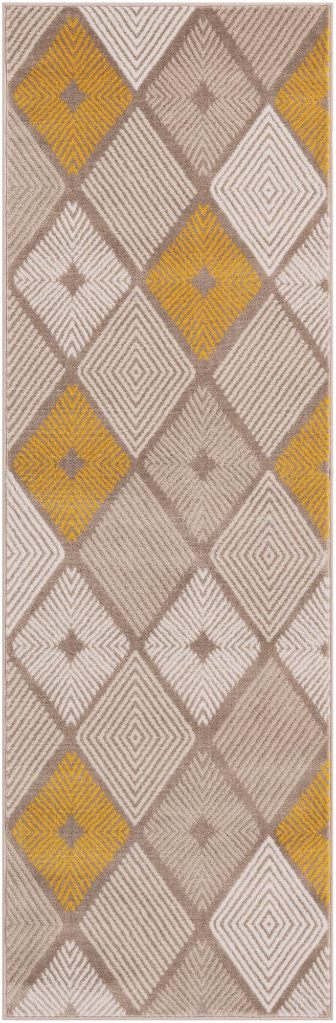 2' 7 x 8' Partridge · Diamond rug, ivory and yellow