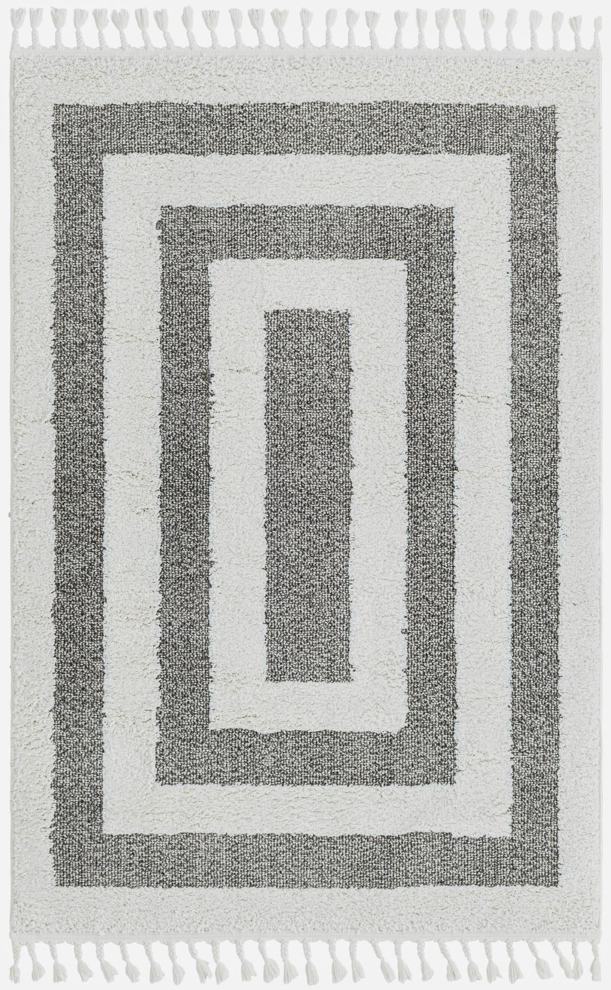 4' x 6' Rickard · Border rug, gray