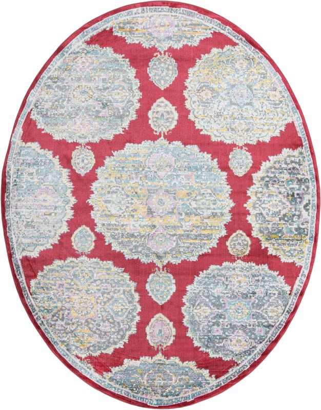 8' 2 x 10' Mather · Medallion rug, red