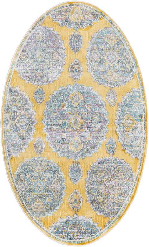 3' 3 x 5' 3 Mather · Medallion rug, yellow