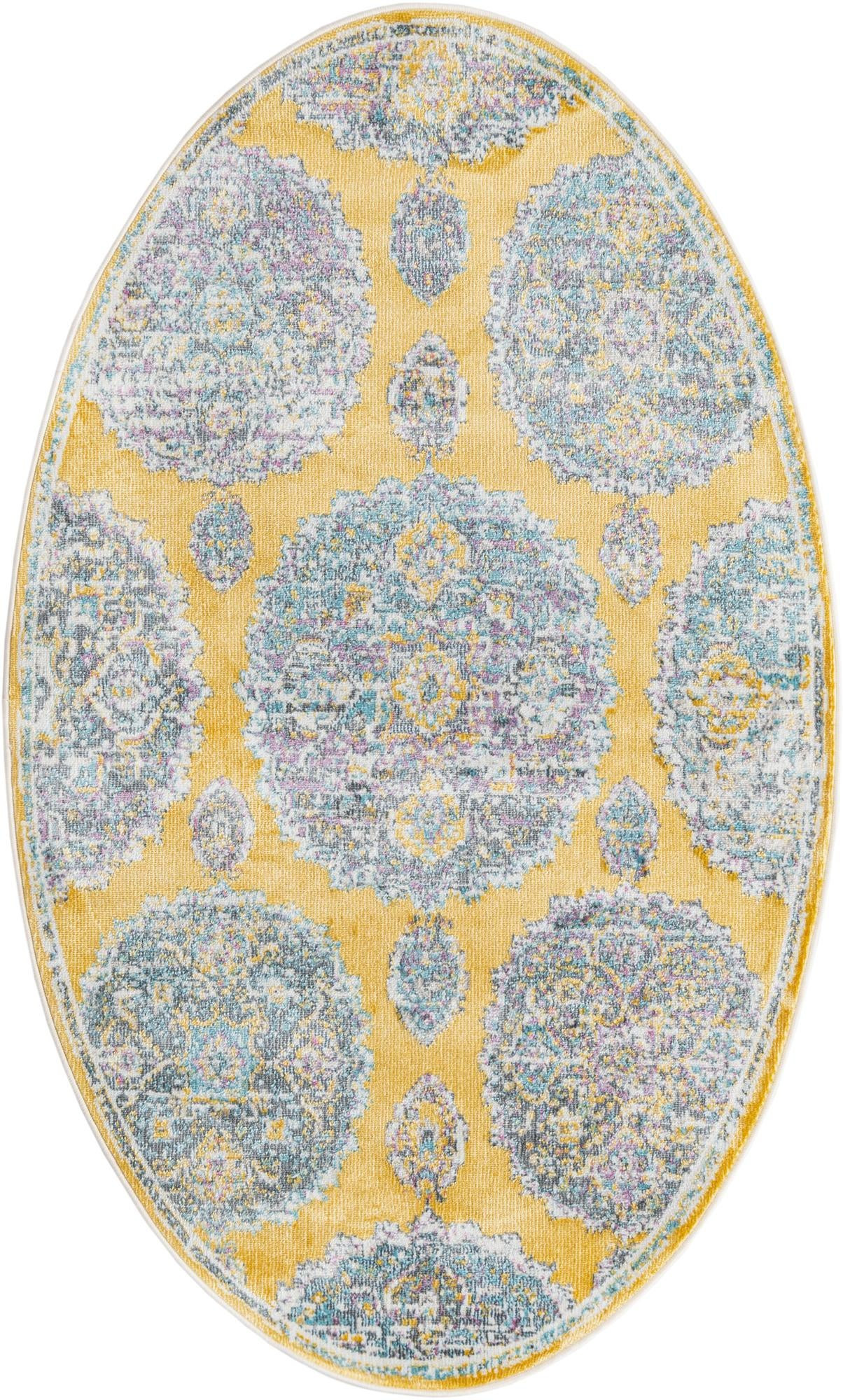 3' 3 x 5' 3 Mather · Medallion rug, yellow