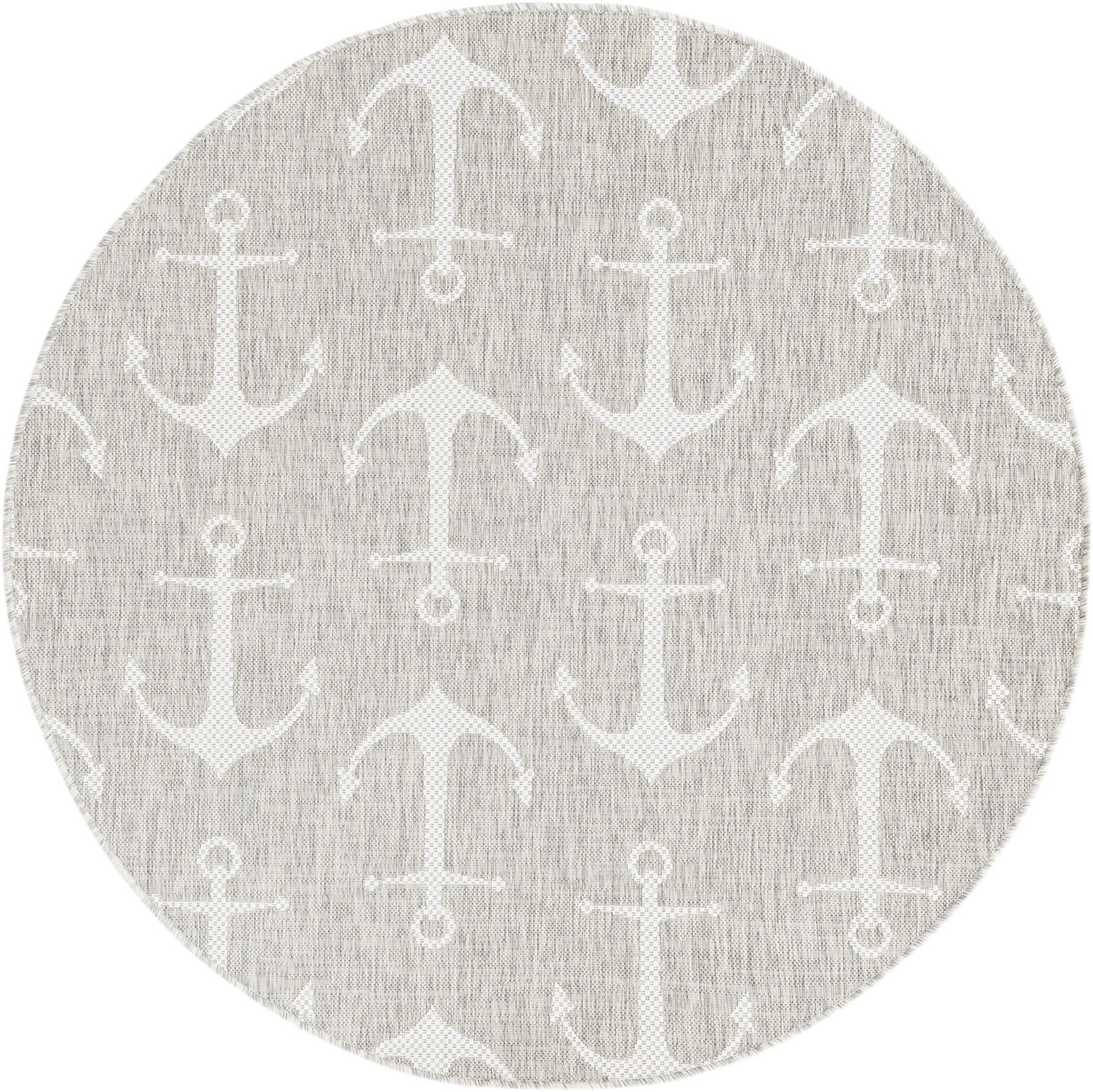 5' 3 x 5' 3 Millbrook · Anchor Outdoor Rug, gray and ivory
