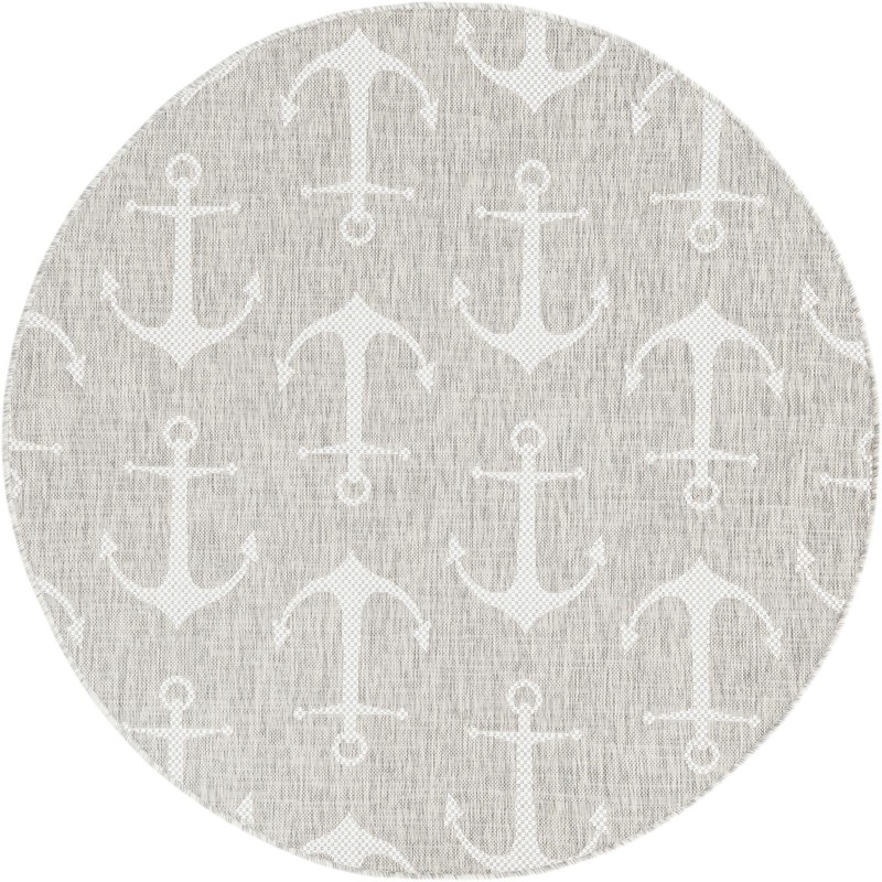 5' 3 x 5' 3 Millbrook · Anchor Outdoor Rug, gray and ivory