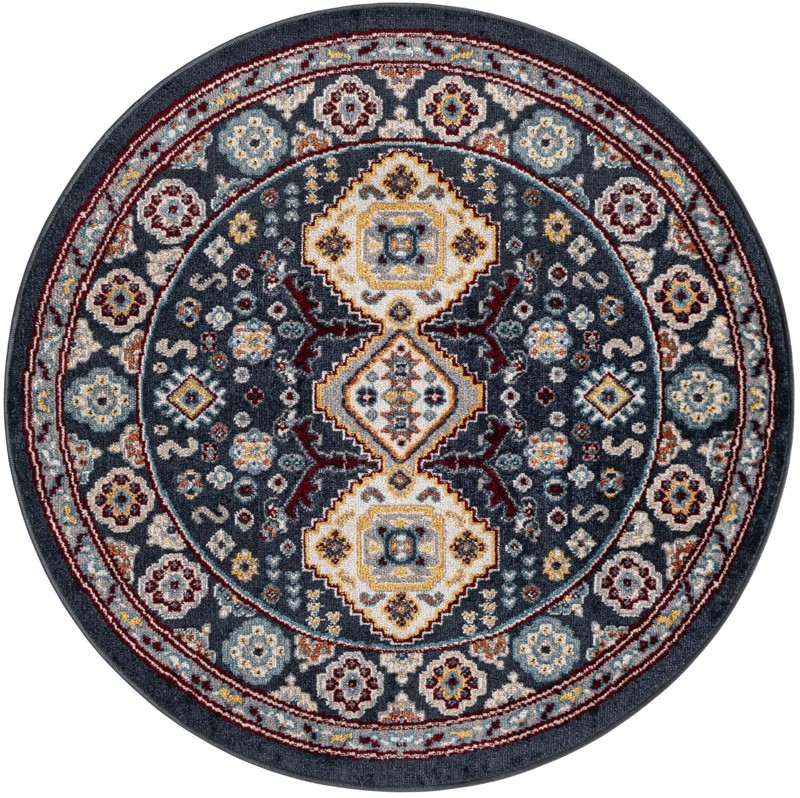 3' 3 x 3' 3 Middlebury · Border Washable Rug, navy blue