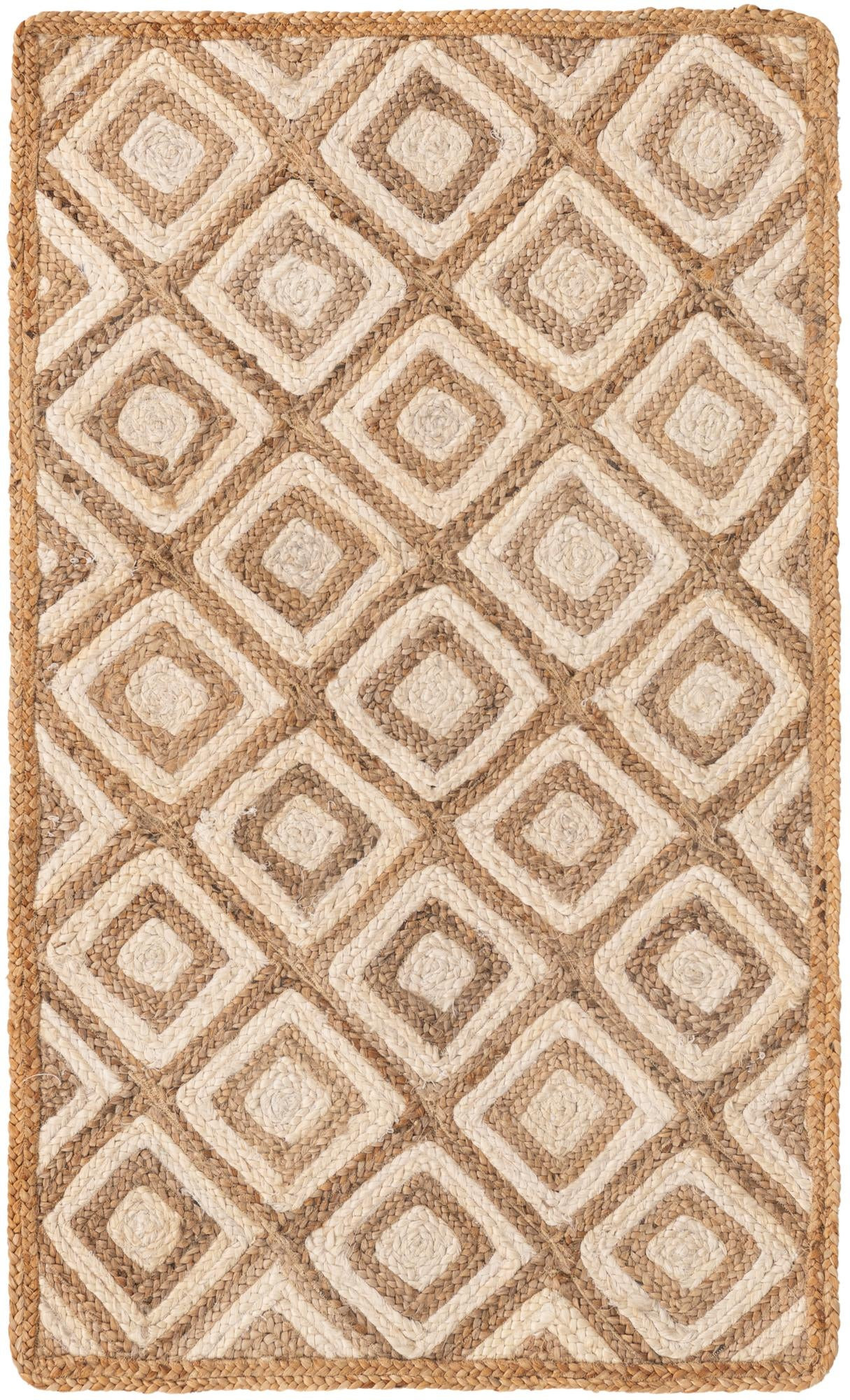 3' 3 x 5' 1 Halsey · Diamond Braided Jute Rug, natural