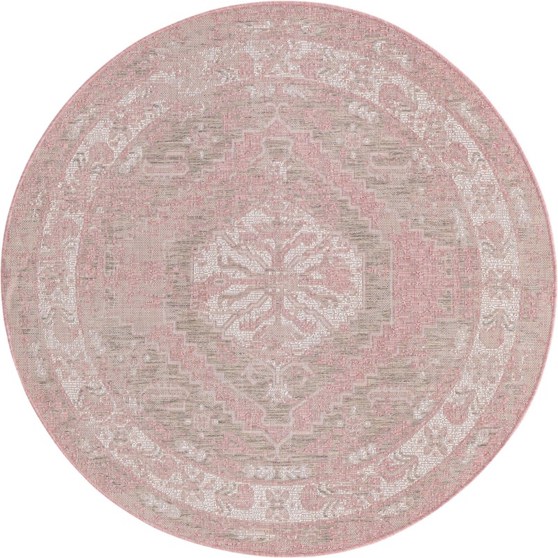 5' 3 x 5' 3 Wylie · Medallion Outdoor Rug, pink