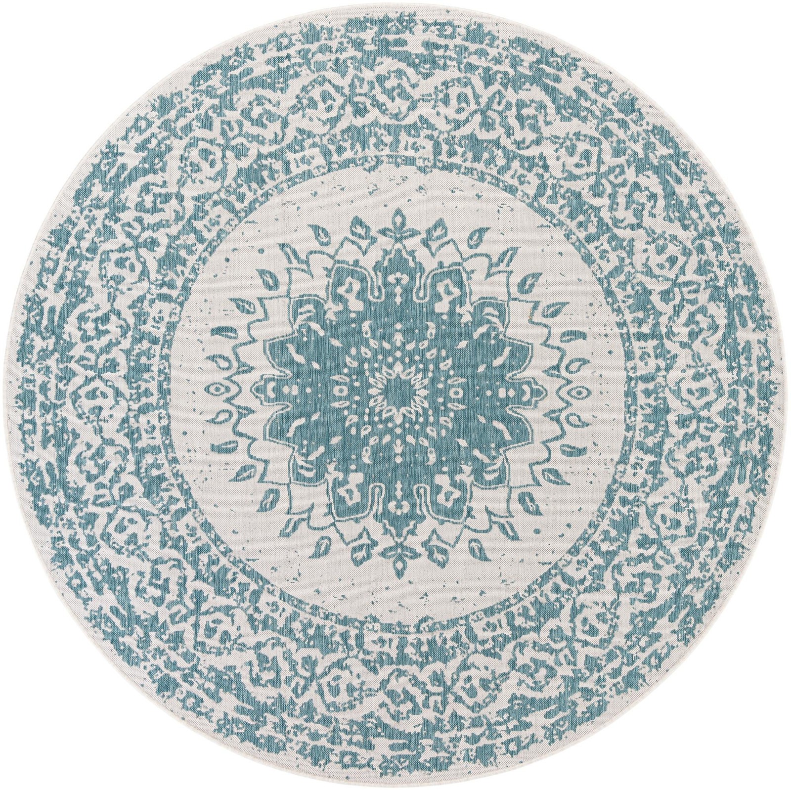 7' 10 x 7' 10 Royce · Medallion Outdoor Rug, aqua