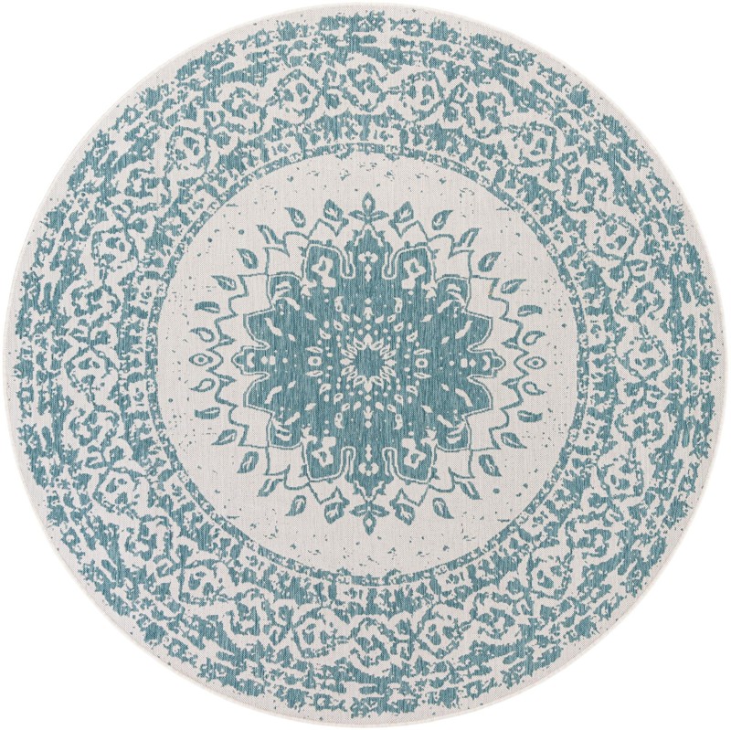7' 10 x 7' 10 Royce · Medallion Outdoor Rug, aqua