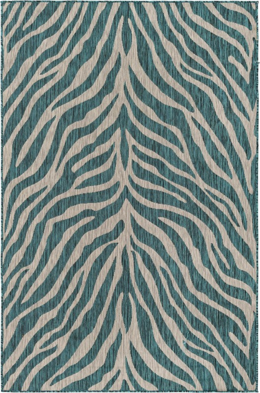 5' 3 x 8' Abney · Animal print Outdoor Rug, teal