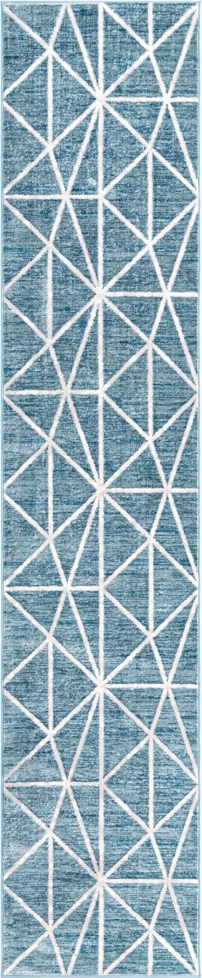 2' 7 x 13' Gilman · Geometric rug, blue