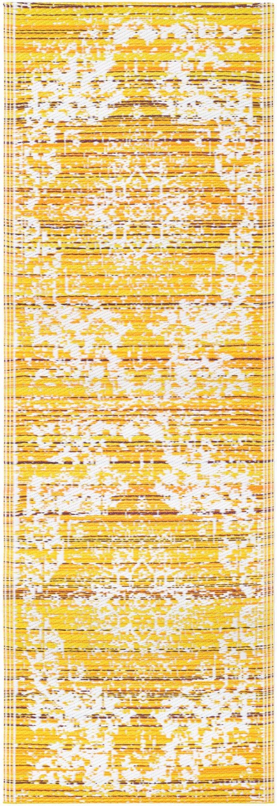 2' x 6' Millet · Border Outdoor Rug, yellow