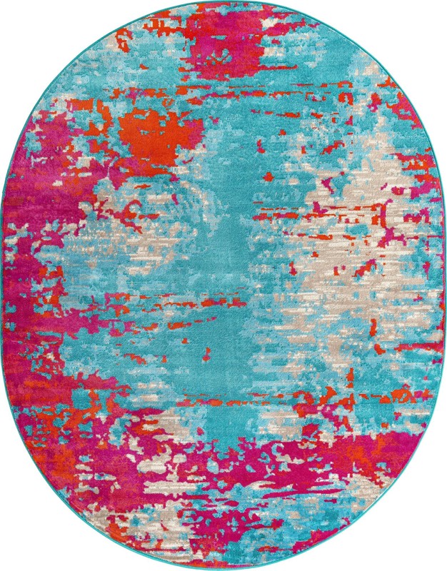7' 10 x 10' Farnham · Abstract rug, turquoise and pink