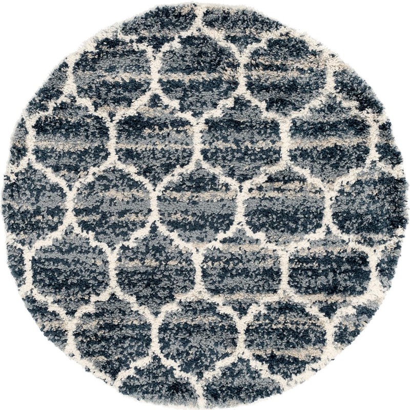 Everett · Lattice shag rug, blue and ivory