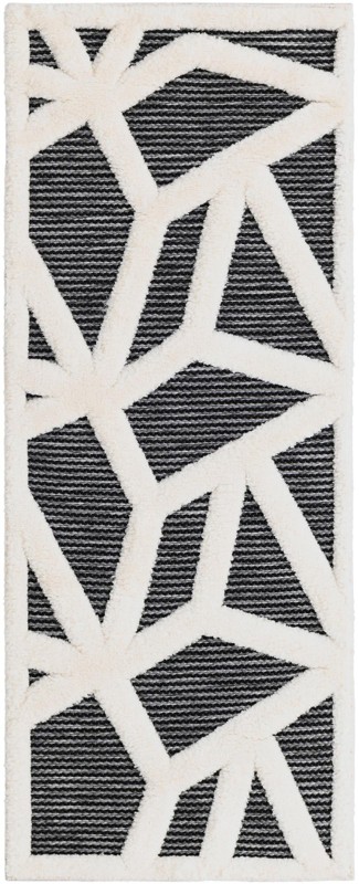 2' x 5' Sutter · Geometric line rug, gray and ivory
