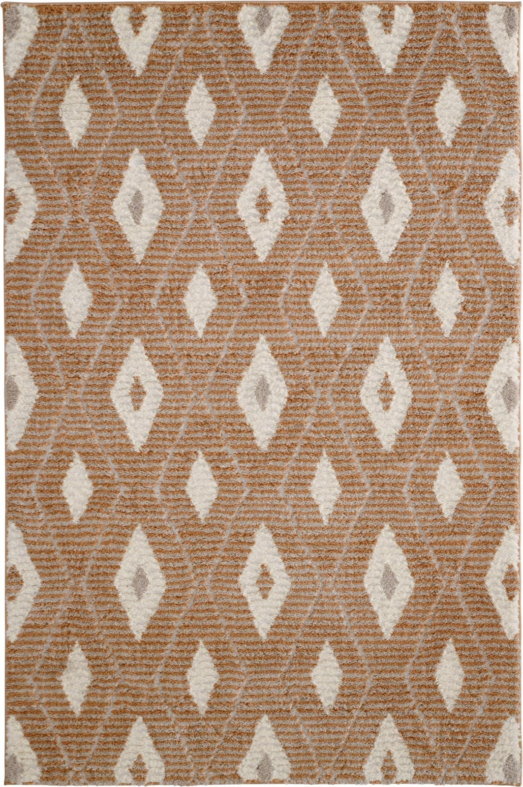 4' x 6' Gaines · Diamond rug, caramel and ivory