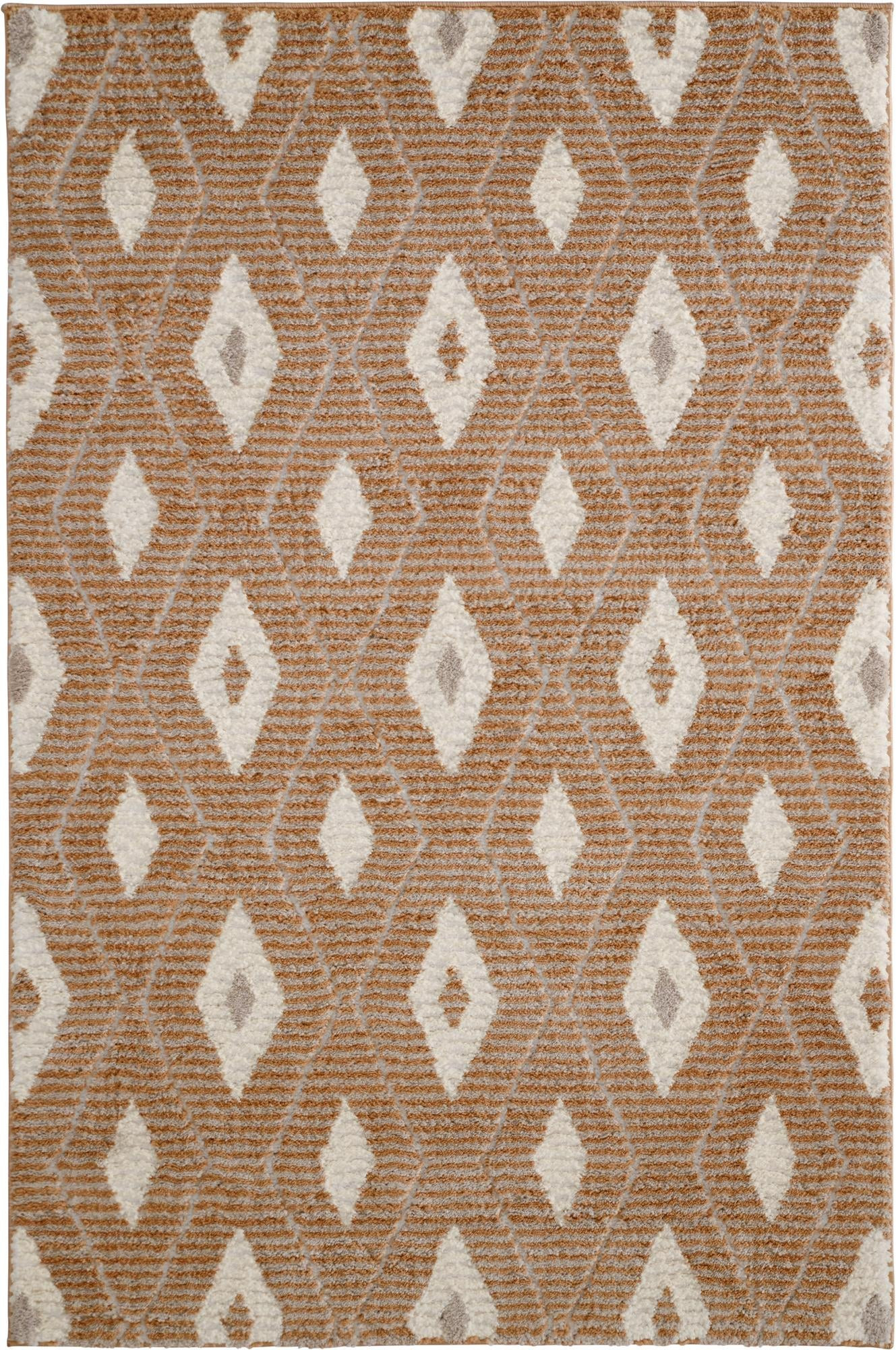 4' x 6' Gaines · Diamond rug, caramel and ivory