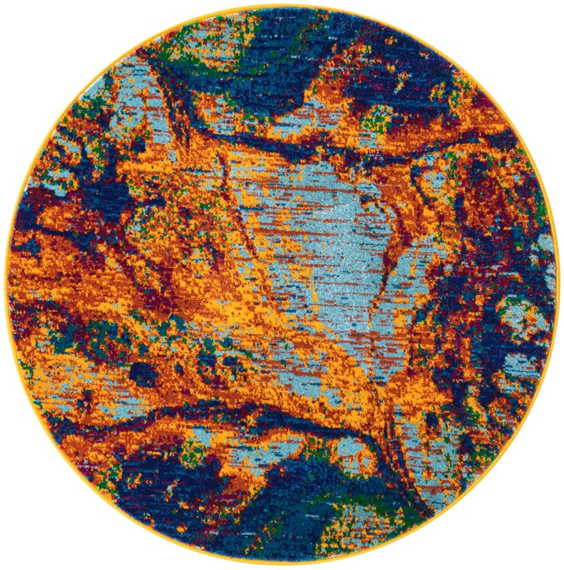 3' 3 x 3' 3 Sonoma · Abstract rug, blue and orange