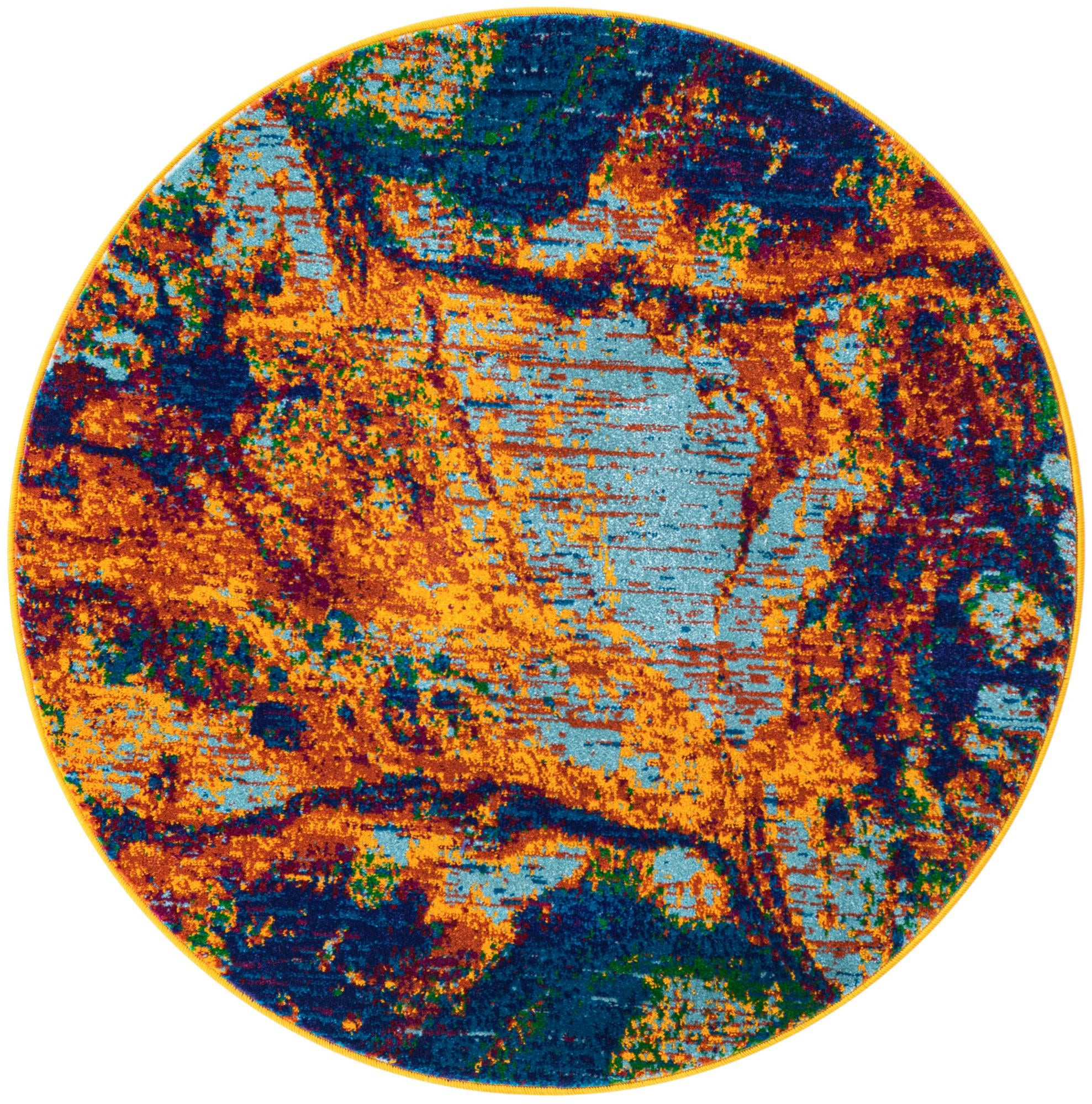 3' 3 x 3' 3 Sonoma · Abstract rug, blue and orange