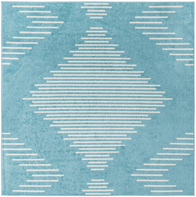 7' x 7' Knox · Diamond rug, light blue