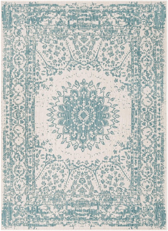 Royce · Border Outdoor Rug, aqua