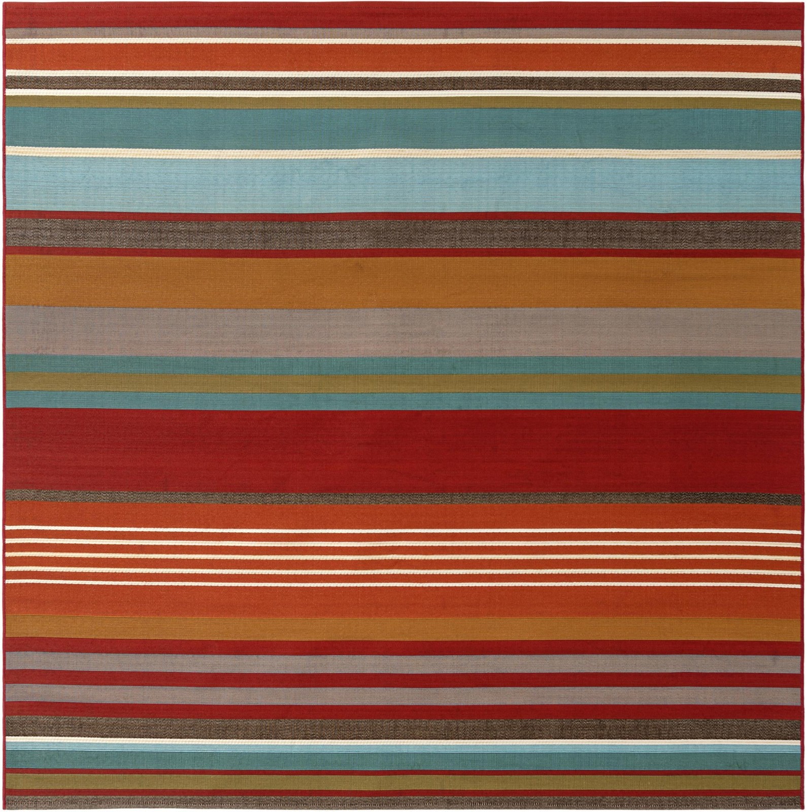 7' 10 x 7' 10 Duncan · Striped Outdoor Rug, red and multicolor