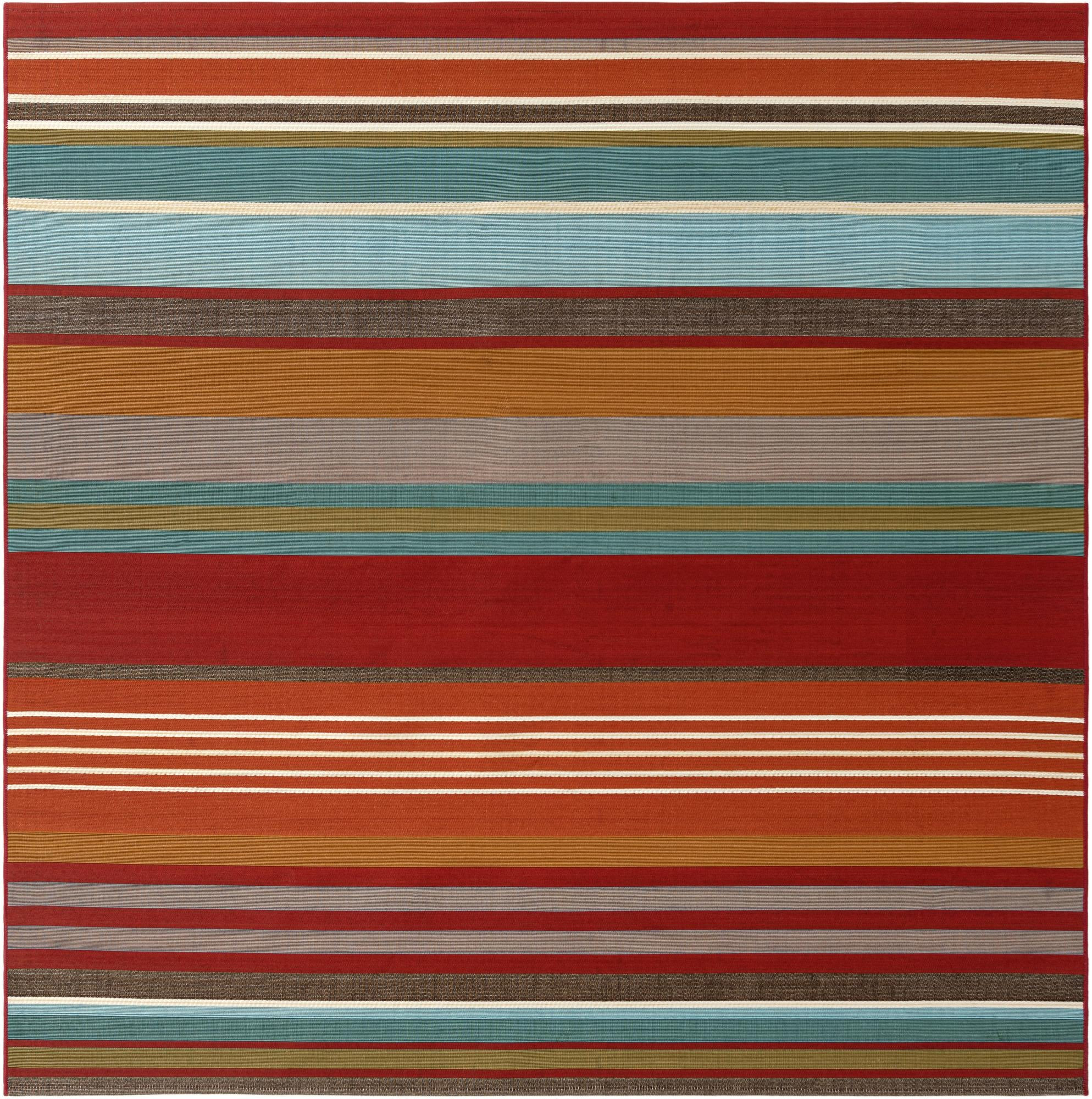 7' 10 x 7' 10 Duncan · Striped Outdoor Rug, red and multicolor