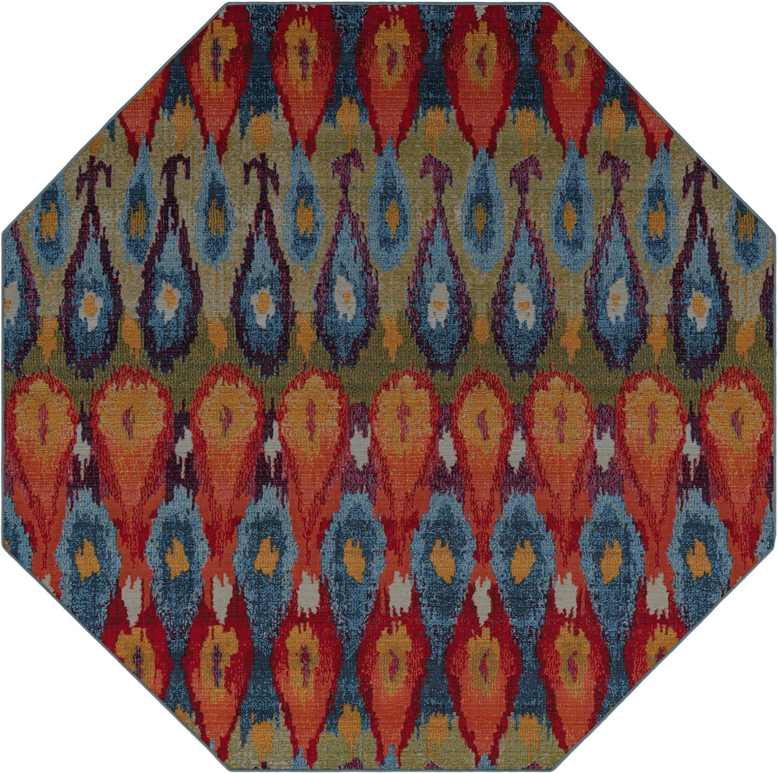 7' x 7' Lomax · Ikat teardrop Outdoor Rug, multi