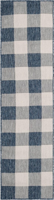 2' x 8' Ramona · Checkered Outdoor Rug, blue