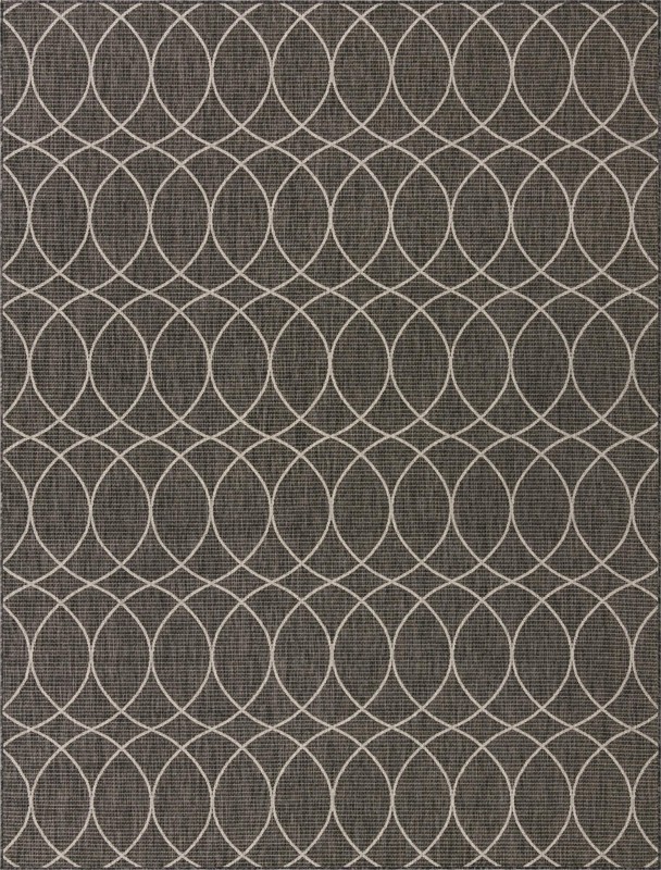 9' x 12' Atkins · Geometric Outdoor Rug, charcoal