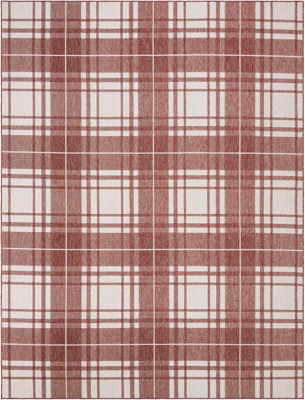9' x 12' Maguire · Plaid Outdoor Rug, red