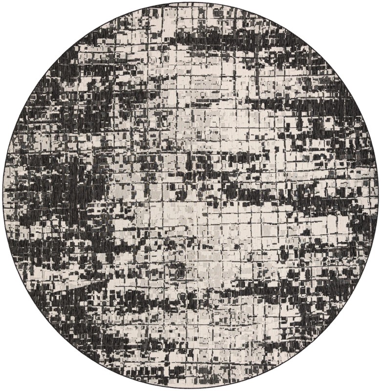 12' x 12' Rigby · Abstract Outdoor Rug, black and white