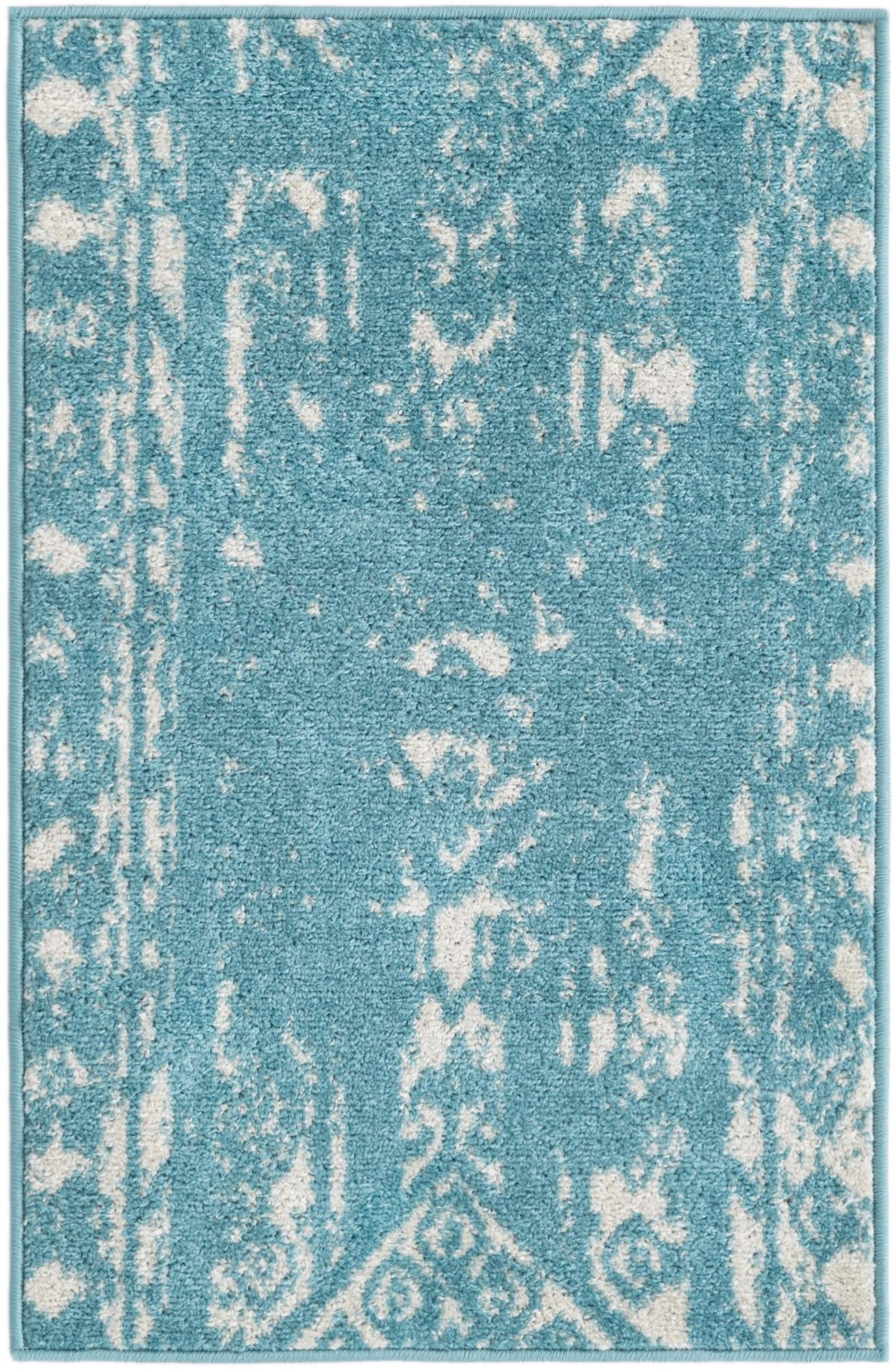 2' x 3' Underhill · Diamond rug, light blue