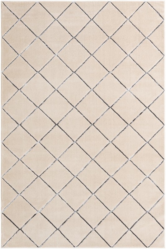 6' x 9' Gilchrist · Diamond lattice rug, ivory and grey